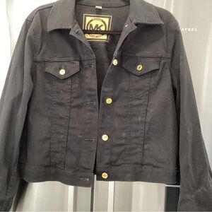 Michael Kors Black Denim Jacket with Gold Buttons